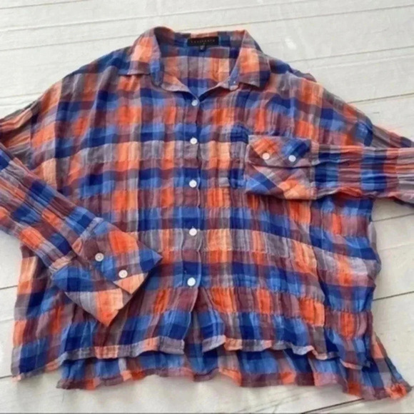 Sanctuary Anthro Plaid  Flannel Button Down - Picture 1 of 16